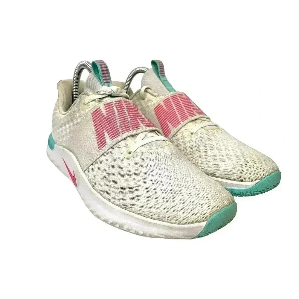 Nike Cross Training Running‎ Shoes Sz 8.5 White Pink Slip On Sneakers
